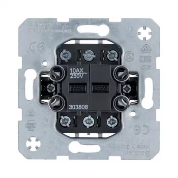Berker 303808 Dvigubas jungiklio įdėklas, Išjungimas/Persijungimas, 2x 1-polius, 10 A, 250 V, įleidžiamas, be halogenų