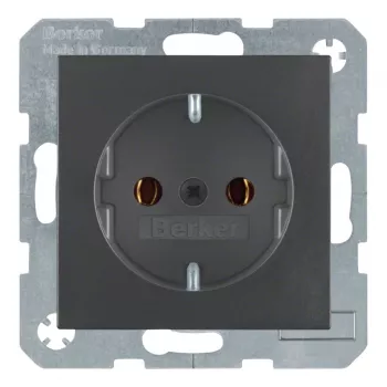 Berker 41431606 SCHUKO kištukinis lizdas aliuminis – 16A 250V IP44 įleidžiamas su dangteliu