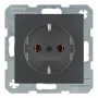 Berker 41431606 SCHUKO kištukinis lizdas aliuminis – 16A 250V IP44 įleidžiamas su dangteliu