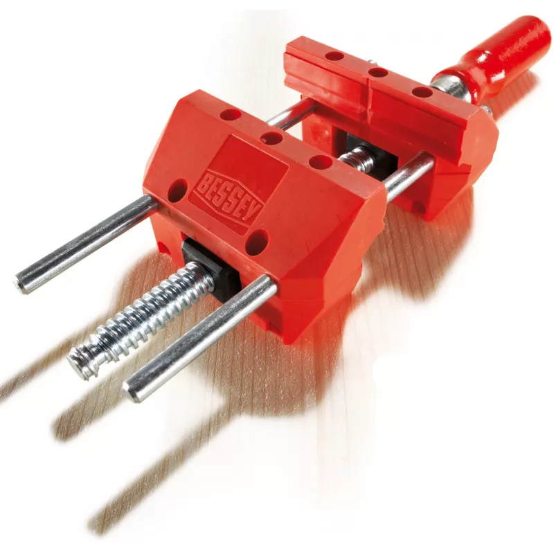 BESSEY S10-ST Mini Vice S 10 varžtas spaustuvas, raudonas, 100 mm suspaudimo plotis, 50 mm gerklės gylis, su 2 stalo spaustukais