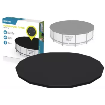 Bestway Flowclear Baseino Užvalkalas „Steel Pro MAX“ Rėminiam Baseinui 427 cm (14 pėdų) – Mėlynas Polietilenas su Virvelėmis