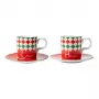Bialetti Tricolore Espresso puodelių su lėkštutėmis rinkinys (2 puodeliai, 2 lėkštutės)