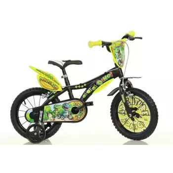 Dviračiai BIKE 16 DINO T-REX vaikiškas 16 col. žalia juoda oranžinė