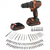 BLACK+DECKER 18V belaidis gręžtuvas-suktuvas su smūginiu mechanizmu BDCHD18BAFC, juoda/oranžinė, 2x 1.5Ah ličio jonų baterijos, 80 dalių priedų rinkinys, dėžė