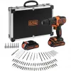 BLACK+DECKER 18V belaidis gręžtuvas-suktuvas su smūginiu mechanizmu BDCHD18BAFC, juoda/oranžinė, 2x 1.5Ah ličio jonų baterijos, 80 dalių priedų rinkinys, dėžė