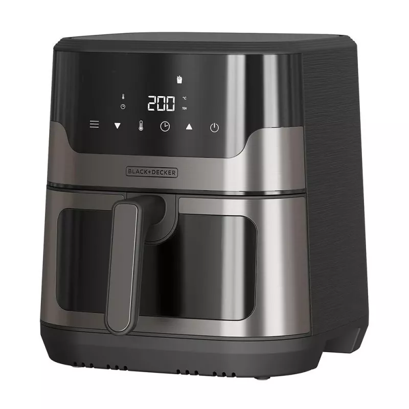 BLACK+DECKER BXAF8001E 8L skaitmeninis oro gruzdintuvas, 1700W, 8 programų, nelipni danga, juodos spalvos