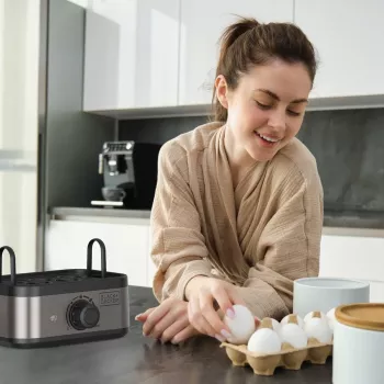 BLACK+DECKER BXKS4800E kiaušinių virimo aparatas, 400 W, 6 kiaušinių, minkšti/vidutiniškai kieti/kieti, juodos spalvos