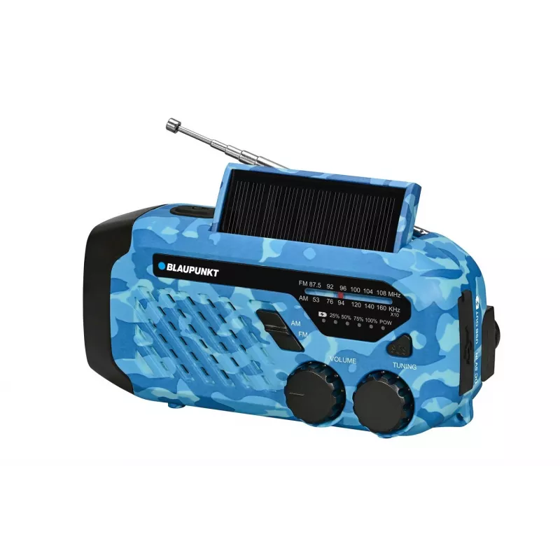 Blaupunkt ER10BC FM PLL skaitmeninis žadintuvas-radijas su dvigubu žadintuvu, USB įkrovimu, termometru, mėlyna maskuotė