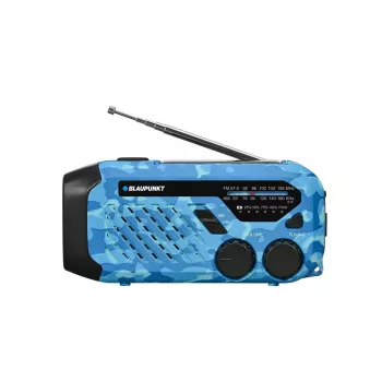 Blaupunkt ER10BC išgyvenimo AM/FM avarinis radijas su LED žibintuvėliu, Blue Camo