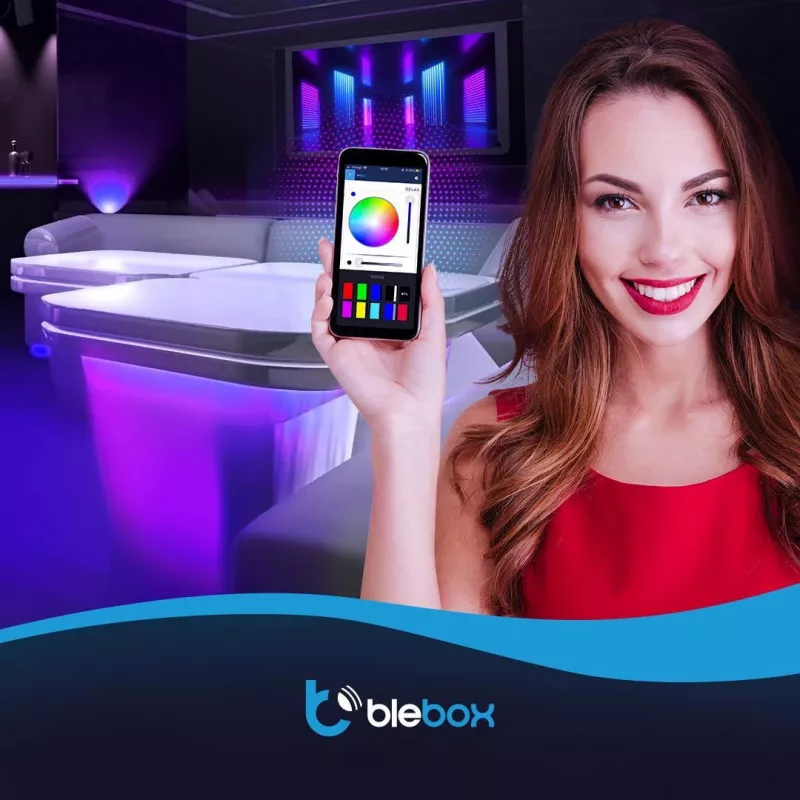BLEBOX LED Pixelbox Wi-Fi apšvietimo modulis – pikselių valdiklis WS2812/APA102, 5A, 1024 pikseliai