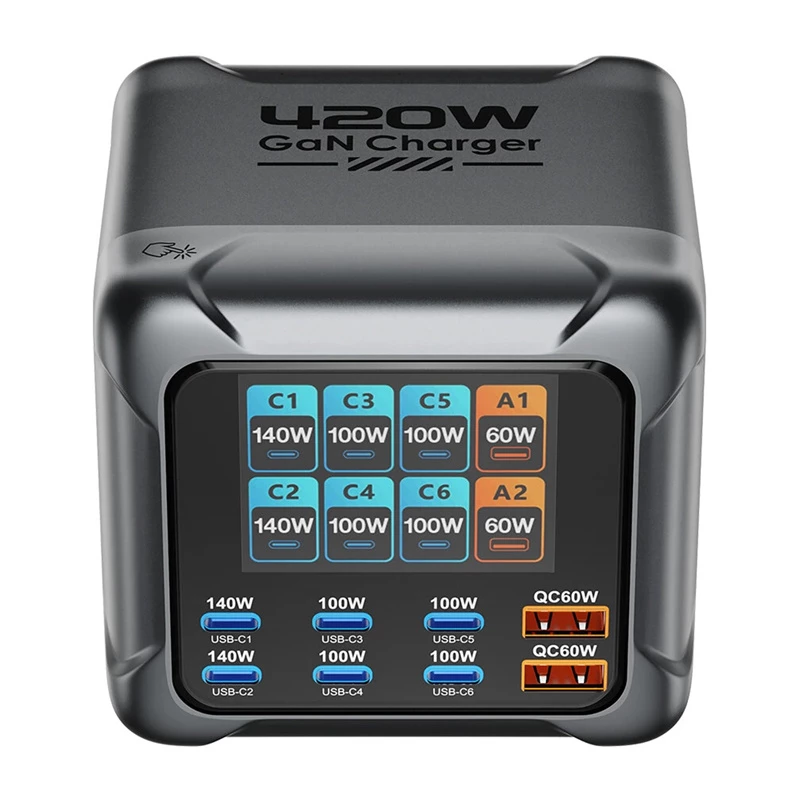 Blitzwolf BW-S33 420W 8-Port USB-A Įkroviklis, Juodas