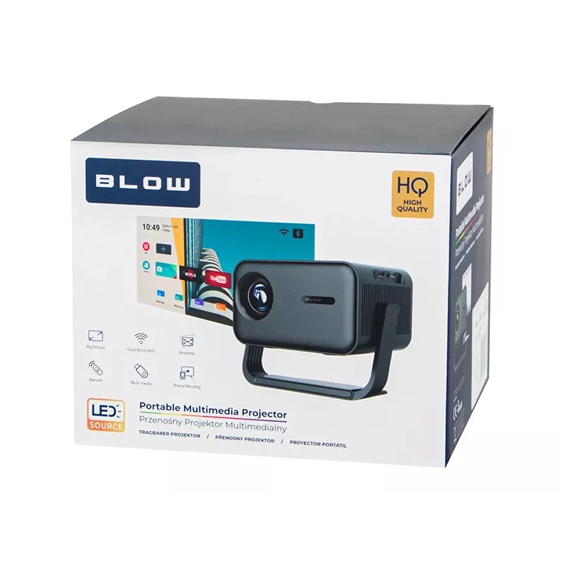 BLOW AndroidTV FullHD MaxView nešiojamasis projektorius, juodas