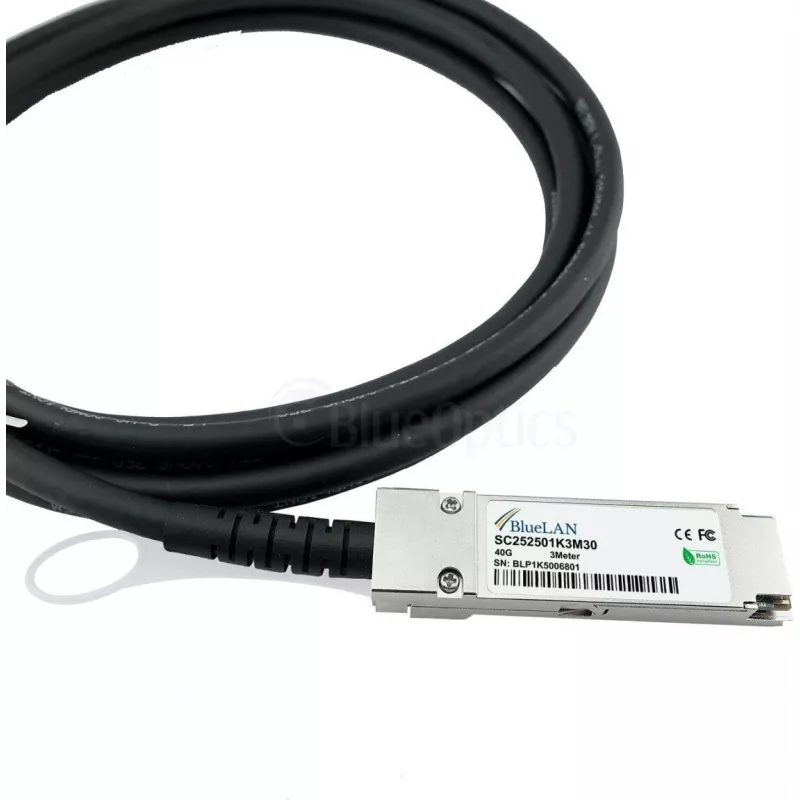 BLUELAN 40G-DACP-QSFP1M-BL suderinamas su Extreme Networks 40G QSFP+ Direct Attach Copper laidas, 40GBASE-CR4, 1m, pasyvus Twinax, PVC