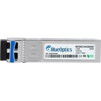 BlueOptics BO28C3443620DIN cSFP 2 kanalų BiDi transiveris, LC-Duplex, 1000BASE-2BX-U, vienmodis pluoštas, TX:1310nm/RX:1490nm, 20km, -40°C iki +85°C, DDM
