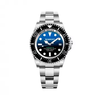 BOBROFF MAN BF0003J1 Analoginis kvarcinis laikrodis 44mm juodas ciferblatas odinis dirželis