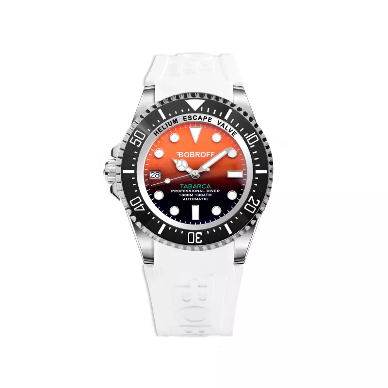 BOBROFF MAN BF0004i-BFSTB 42mm Analog Quartz Watch Stainless Steel Black Dial Silver Strap