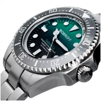 BOBROFF MAN BF002 Analoginis kvarcinis rankinis laikrodis 44mm juodas odinis dirželis