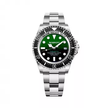 BOBROFF MAN BF002 Analoginis kvarcinis rankinis laikrodis 44mm juodas odinis dirželis