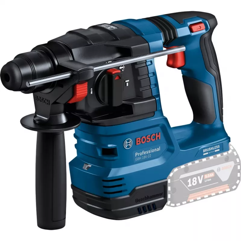 Bosch 18V Professional rinkinys: perforatorius GBH 18V-22 + gręžtuvas-suktuvas GSR 18V-45 (mėlyna/juoda, 2x Li-Ion akumuliatorius 4.0Ah, grąžtas, grąžtų rinkinys, įrankių krepšys) (0615V0003D)