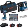 Bosch 18V Professional Set Rotary Hammer GBH 18V-22 + Drill Driver GSR 18V-45 - (mėlyna/juoda, 2x Li-Ion Battery 4.0Ah, Hammer Drill Bit and Bit Set, Tool Bag) (0615V0003D)