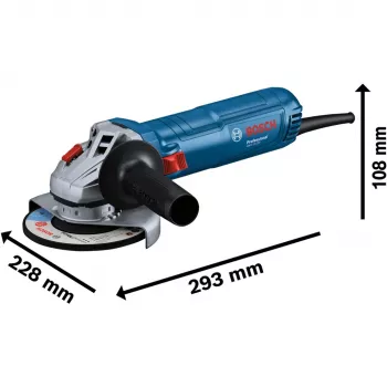 Bosch kampinis šlifuoklis GWS 12-125 Professional + deimantinis pjovimo diskas Blue, 1 200 W (06013A6102)