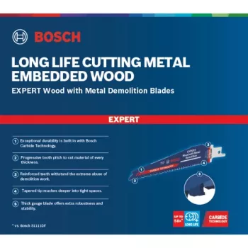 Bosch Expert S 967 XHM pjūklo geležtė – medžiui su metalu ardyti, 150 mm, 10 vnt.