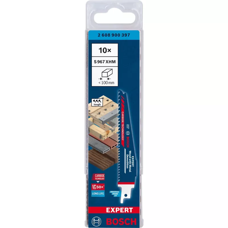 Bosch Expert S 967 XHM pjūklo geležtė – medžiui su metalu ardyti, 150 mm, 10 vnt.