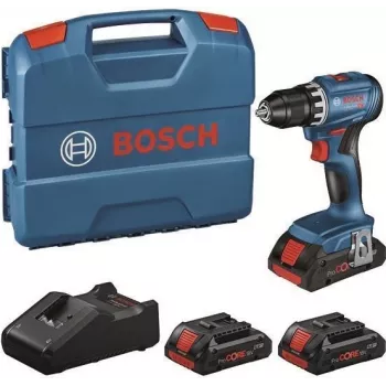 Bosch GSR 18V-45 Professional 18V akumuliatorinis gręžtuvas-suktuvas su 3x 2.0Ah Li-Ion baterijomis, 45 Nm bešepetėliu, L-BOXX 102, įkrovikliu 0615A5002N