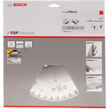 BOSCH POWERTOOLS Best for Wood diskinis pjūklo pjūklas, Ø 250 mm, 40 dantys, 30 mm anga, skirtas staliniams pjūklams