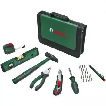 BOSCH Powertools Universal Hand Tool Set, 25 dalių (žalia, su įrankių krepšiu)