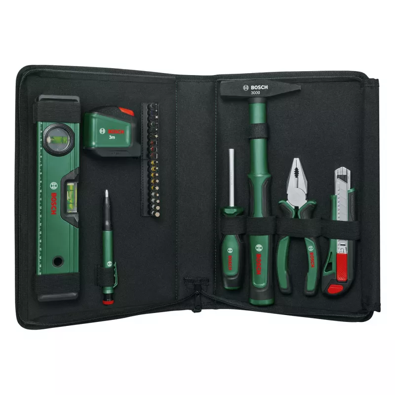 BOSCH Powertools Universal Hand Tool Set, 25 dalių (žalia, su įrankių krepšiu)