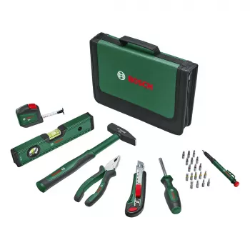 BOSCH Powertools Universal Hand Tool Set, 25 dalių (žalia, su įrankių krepšiu)