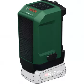 BOSCH POWERTOOLS UniversalSpeaker 18V-1 (Žalia/Juoda, Bluetooth, USB-C, Be Akumuliatoriaus, POWER FOR ALL ALLIANCE)