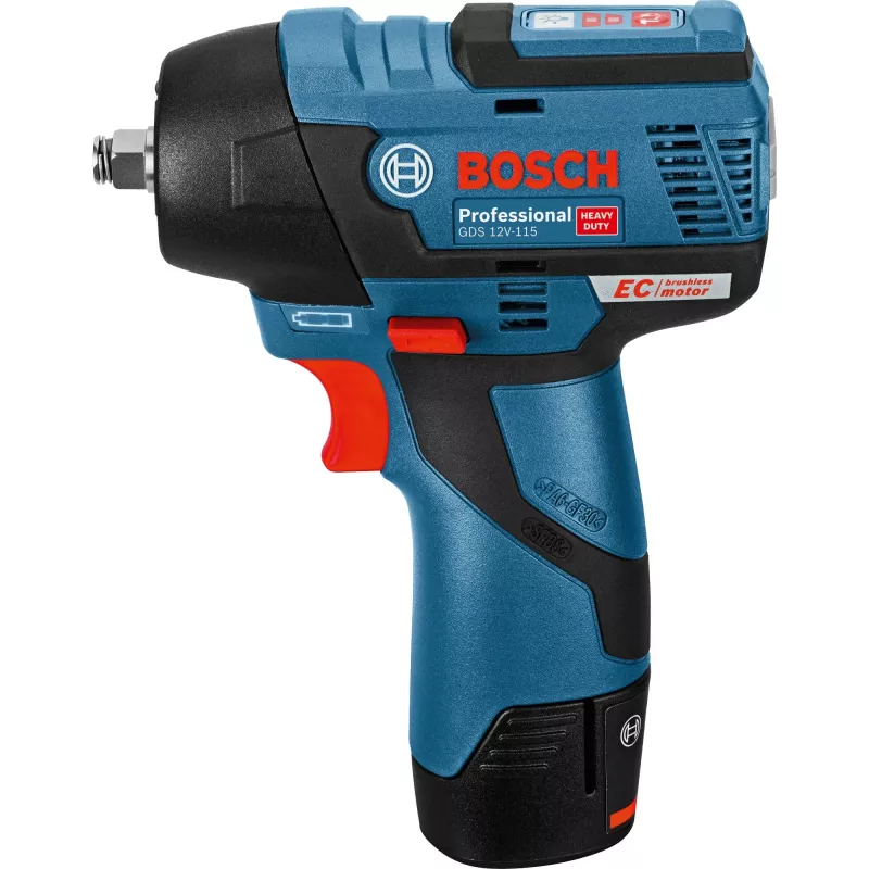 Bosch Professional GDS 12V-115 akumuliatorinis veržliasukis su 2x 3.0Ah Li-Ion baterijomis, L-BOXX