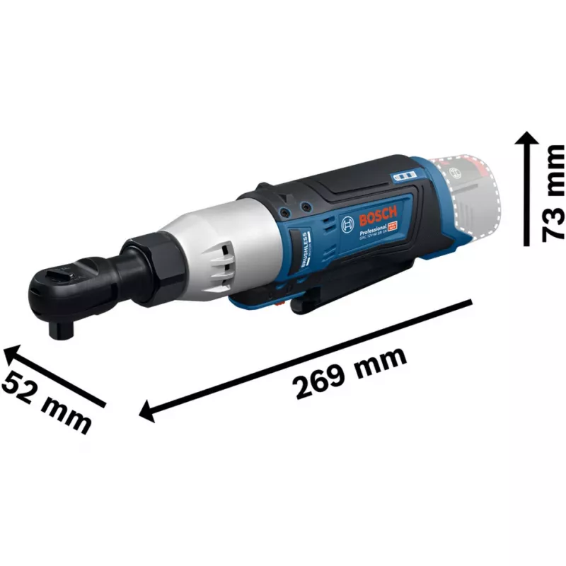 BOSCH Professional GRC 12V-60 3/8 SN akumuliatorinis reketinis veržliaraktis, 3/8 colio kvadratas, 60 Nm, 12V, mėlynas/juodas (be akumuliatoriaus)
