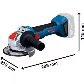 BOSCH X-LOCK belaidis kampinis šlifuoklis GWX 18V-8 Professional Solo, 18V, mėlynas/juodas, 125 mm (be akumuliatoriaus)