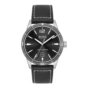 BOSS vyriškas Grand Prix chronografo laikrodis 1513898 44mm juodas ciferblatas odinis dirželis