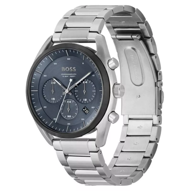 BOSS Vyriškas Skymaster Chronografinis Laikrodis 1514093 44mm Nerūdijančio Plieno Mėlynu Ciferblatu
