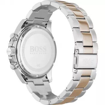 BOSS Vyriškas Laikrodis 1513757 43mm Nerūdijančio Plieno Mėlynas Ciferblatas Ruda Odinė Apyrankė Chronografas