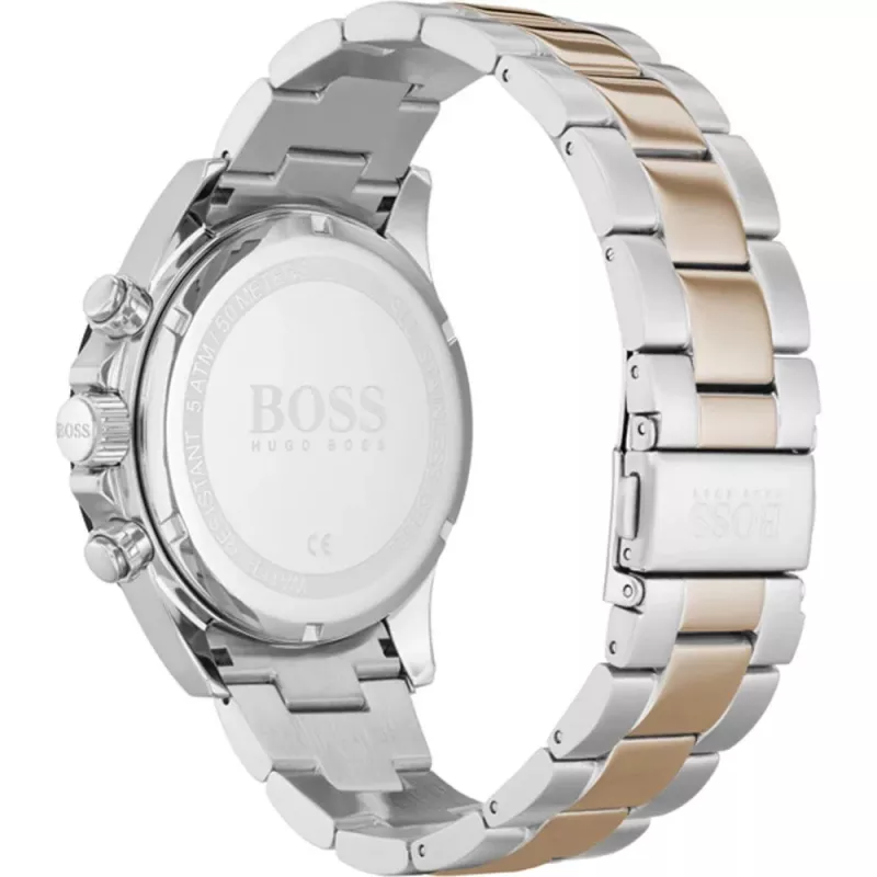 BOSS Vyriškas Laikrodis 1513757 43mm Nerūdijančio Plieno Mėlynas Ciferblatas Ruda Odinė Apyrankė Chronografas