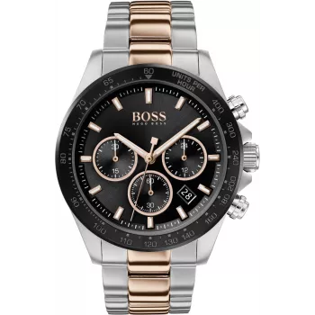 BOSS Vyriškas Laikrodis 1513757 43mm Nerūdijančio Plieno Mėlynas Ciferblatas Ruda Odinė Apyrankė Chronografas