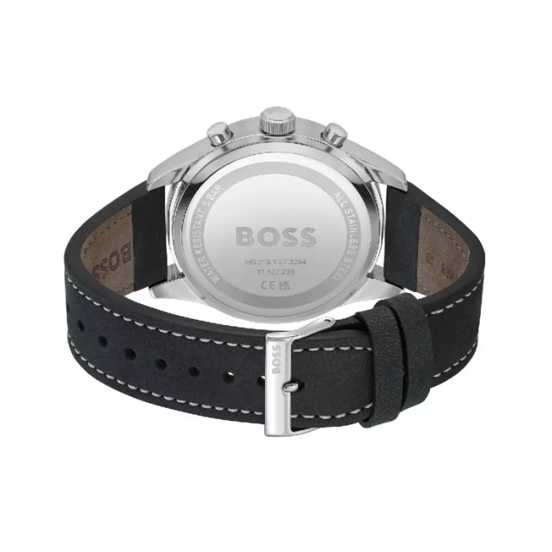 BOSS Vyriškas Laikrodis 1513987 44mm Nerūdijančio Plieno Mėlynas Ciferblatas Chronografas