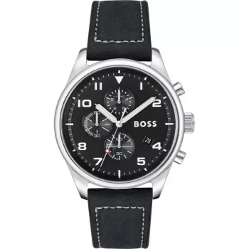 BOSS Vyriškas Laikrodis 1513987 44mm Nerūdijančio Plieno Mėlynas Ciferblatas Chronografas