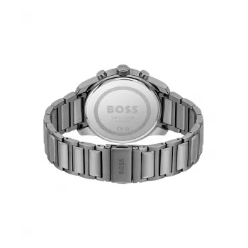 BOSS Vyriškas Laikrodis 1514005 44mm Nerūdijančio Plieno Korpusas Mėlynas Ciferblatas Rudo Odos Dirželis Chronografas Kvarcinis