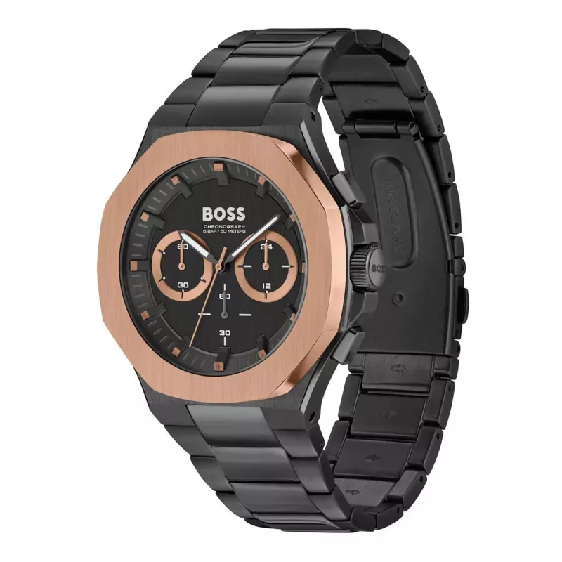 BOSS Vyrų Laikrodis 1514090 45mm Nerūdijančio Plieno Chronografas