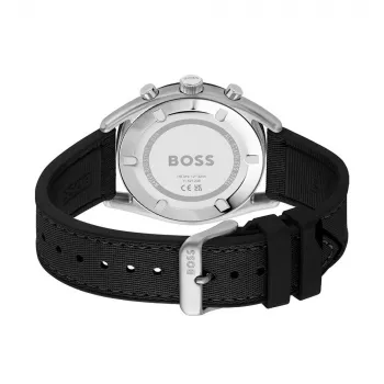 Vyriškas laikrodis BOSS 1514091 44mm mėlynas ciferblatas rudo odinio dirželio chronografas kvarcinis