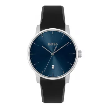 BOSS Vyriškas laikrodis 1514131 40mm Kvarcinis Chronografas Nerūdijančio Plieno Korpusas Juodas Odinis Dirželis