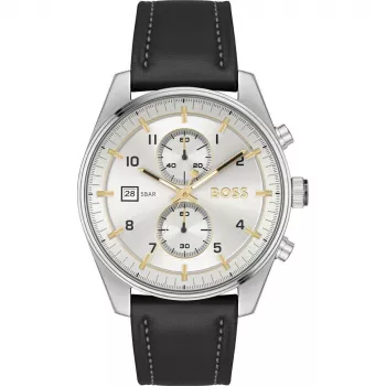 BOSS Vyriškas Laikrodis 1514147 44mm Nerūdijančio Plieno Mėlynu Ciferblatu Chronografas