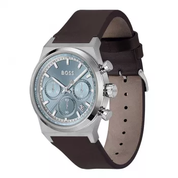 BOSS Vyriškas Laikrodis 1514219 41mm Nerūdijančio Plieno Mėlynu Ciferblatu Chronografas