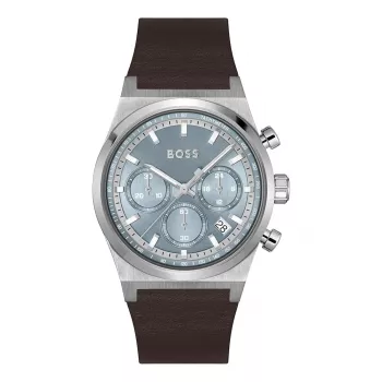 BOSS Vyriškas Laikrodis 1514219 41mm Nerūdijančio Plieno Mėlynu Ciferblatu Chronografas